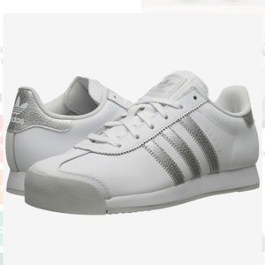 Adidas Samoa White and Silver Sneakers